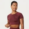Vanquish Elevate Seamless Burgundy Cap Sleeve Cropped T Shirt 2 Vanquish Elevate Seamless Burgundy Cap Sleeve Cropped T Shirt -Vanquish Fitness Elevate2 171