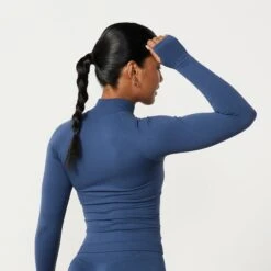 Vanquish Elevate Seamless Denim Blue Zip Front Jacket 9 Vanquish Elevate Seamless Denim Blue Zip Front Jacket -Vanquish Fitness Elevate2 584