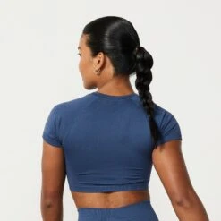 Vanquish Elevate Seamless Denim Blue Cap Sleeve Cropped T Shirt 9 Vanquish Elevate Seamless Denim Blue Cap Sleeve Cropped T Shirt -Vanquish Fitness Elevate2 625