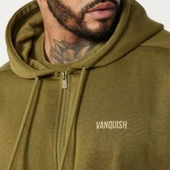 Vanquish Essential Olive Green Oversized Full Zip Hoodie 8 Vanquish Essential Olive Green Oversized Full Zip Hoodie -Vanquish Fitness Essentials 105