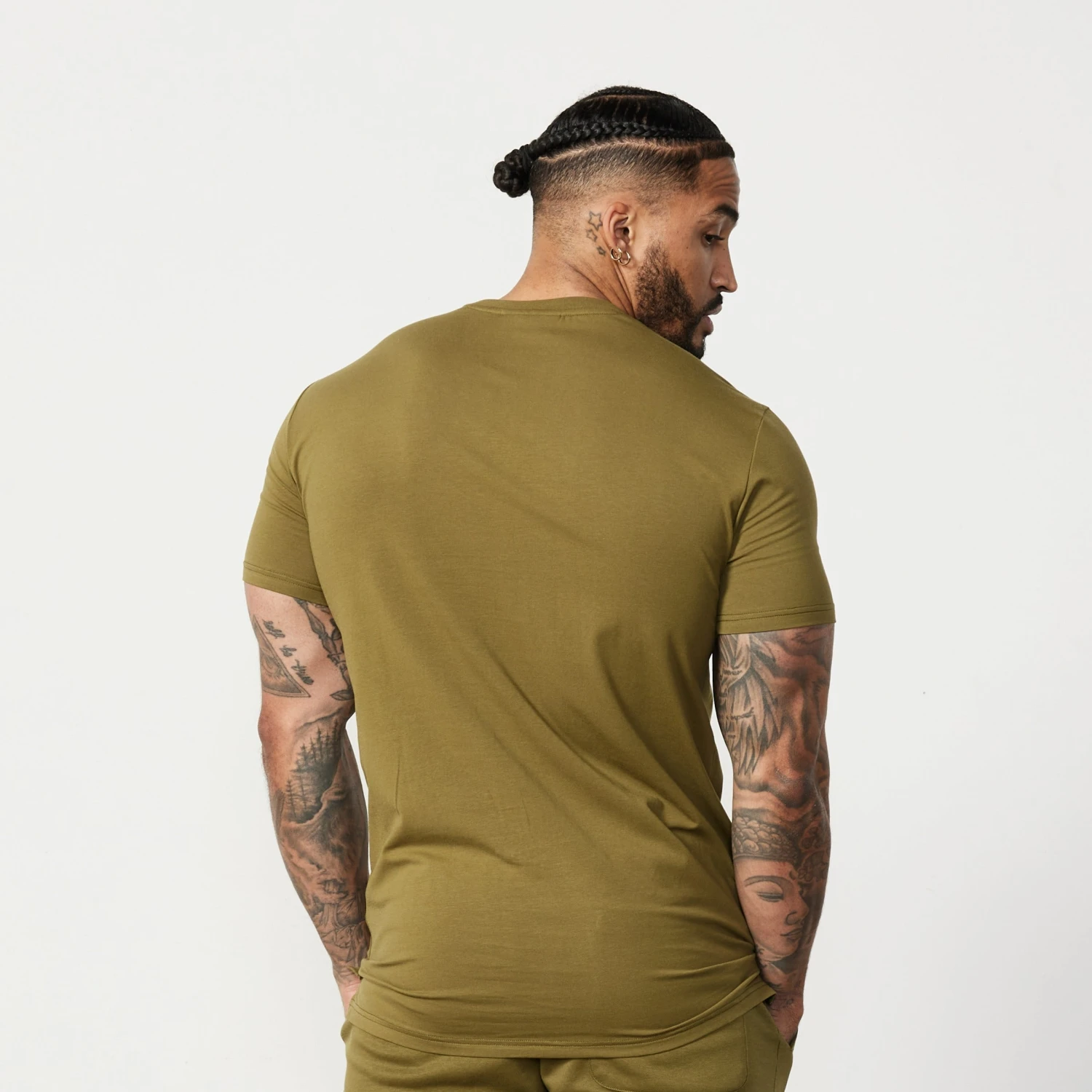 Vanquish Essential Olive Green Slim Fit Short Sleeve T Shirt 6 Vanquish Essential Olive Green Slim Fit Short Sleeve T Shirt - Image 4
