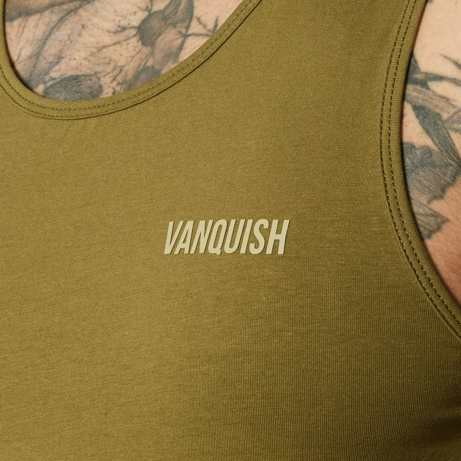 Vanquish Essential Olive Green Regular Fit Tank Top 4 Vanquish Essential Olive Green Regular Fit Tank Top - Image 2