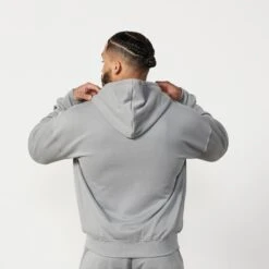 Vanquish Essential Steel Grey Oversized Full Zip Hoodie -Vanquish Fitness Essentials 587