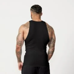 Vanquish Black Ribbed Fitted Tank -Vanquish Fitness Essentials 784 1