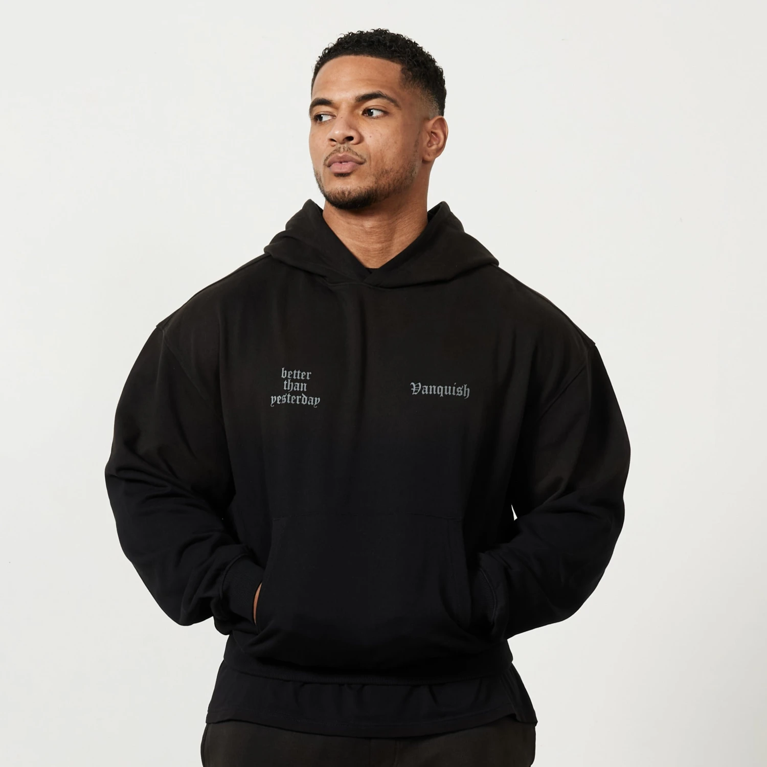 Vanquish Sun-faded Black Oversized Pullover Hoodie 3 Vanquish Sun-faded Black Oversized Pullover Hoodie