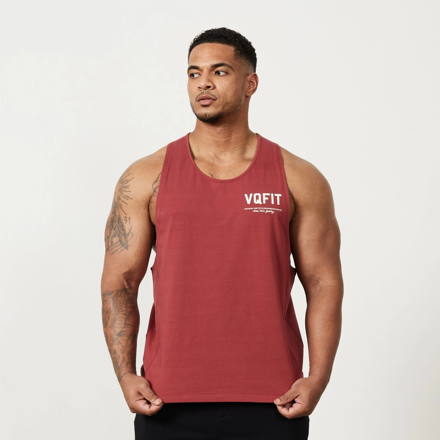 Vanquish VQFIT Distressed Print Brick Red Tank 3 Vanquish VQFIT Distressed Print Brick Red Tank