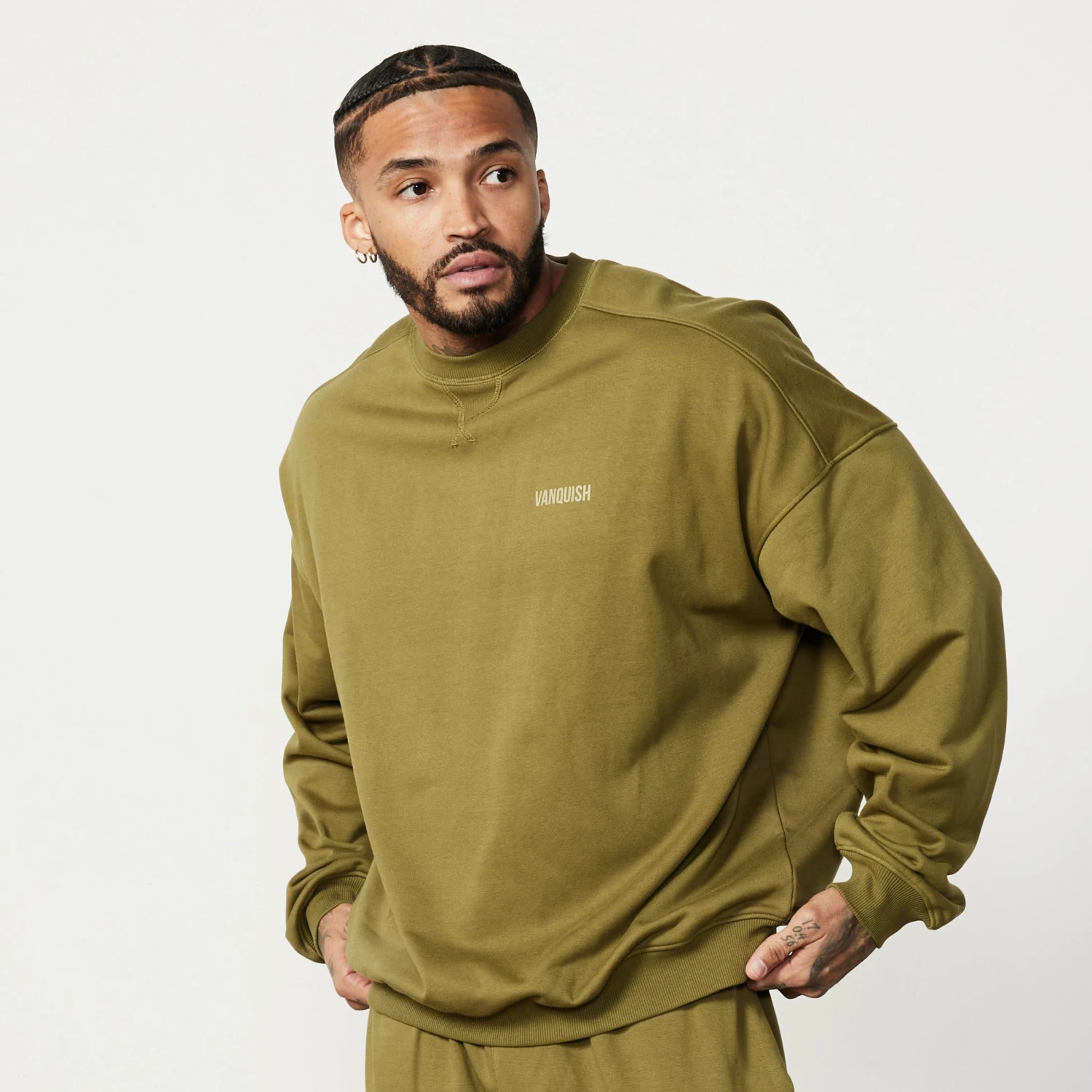 Vanquish Essential Olive Green Oversized Sweatshirt 5 Vanquish Essential Olive Green Oversized Sweatshirt - Image 3