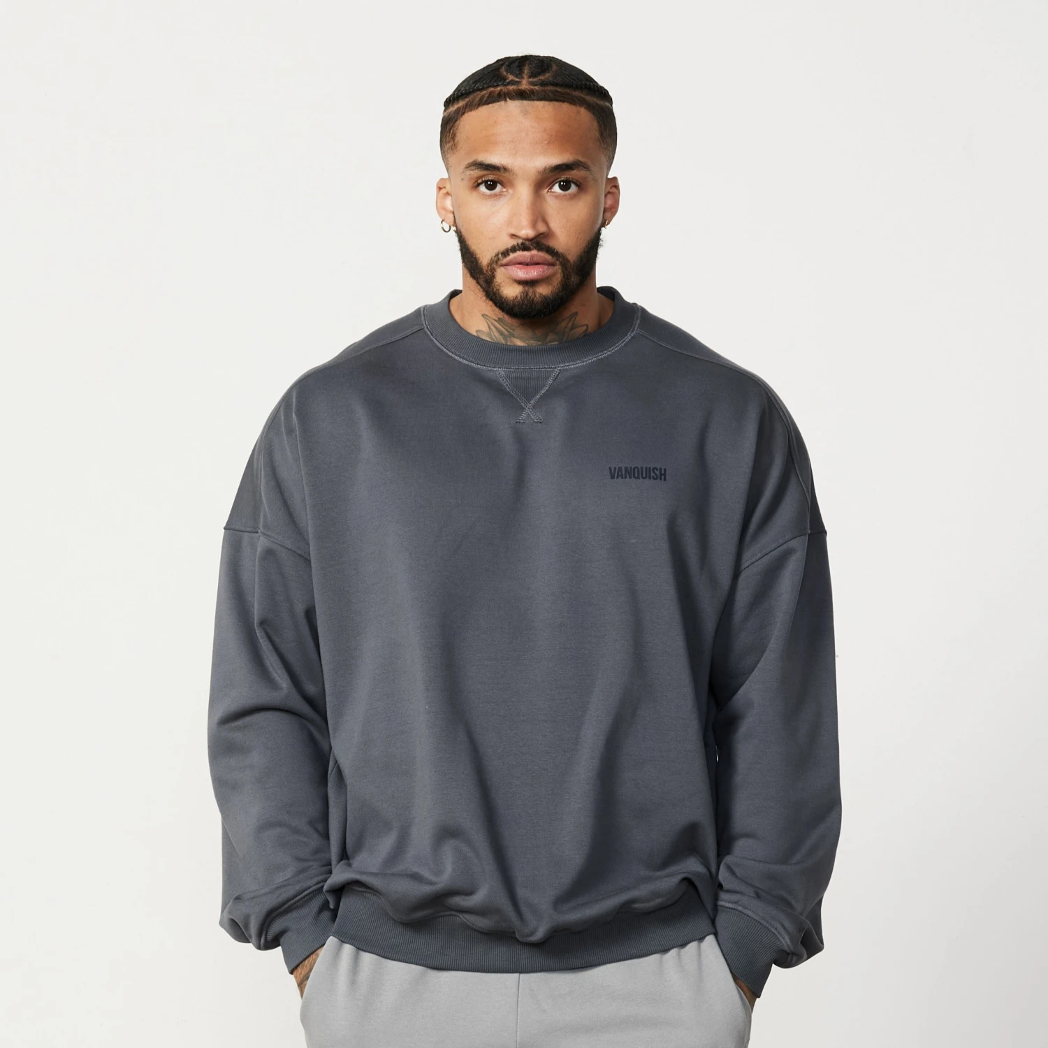 Vanquish Essential Denim Blue Oversized Sweatshirt 3 Vanquish Essential Denim Blue Oversized Sweatshirt