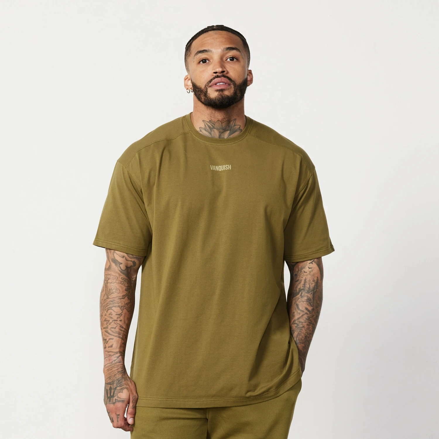 Vanquish Essential Olive Green Oversized T Shirt 3 Vanquish Essential Olive Green Oversized T Shirt