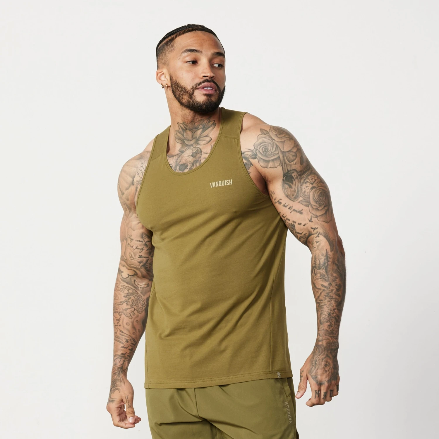 Vanquish Essential Olive Green Regular Fit Tank Top 3 Vanquish Essential Olive Green Regular Fit Tank Top