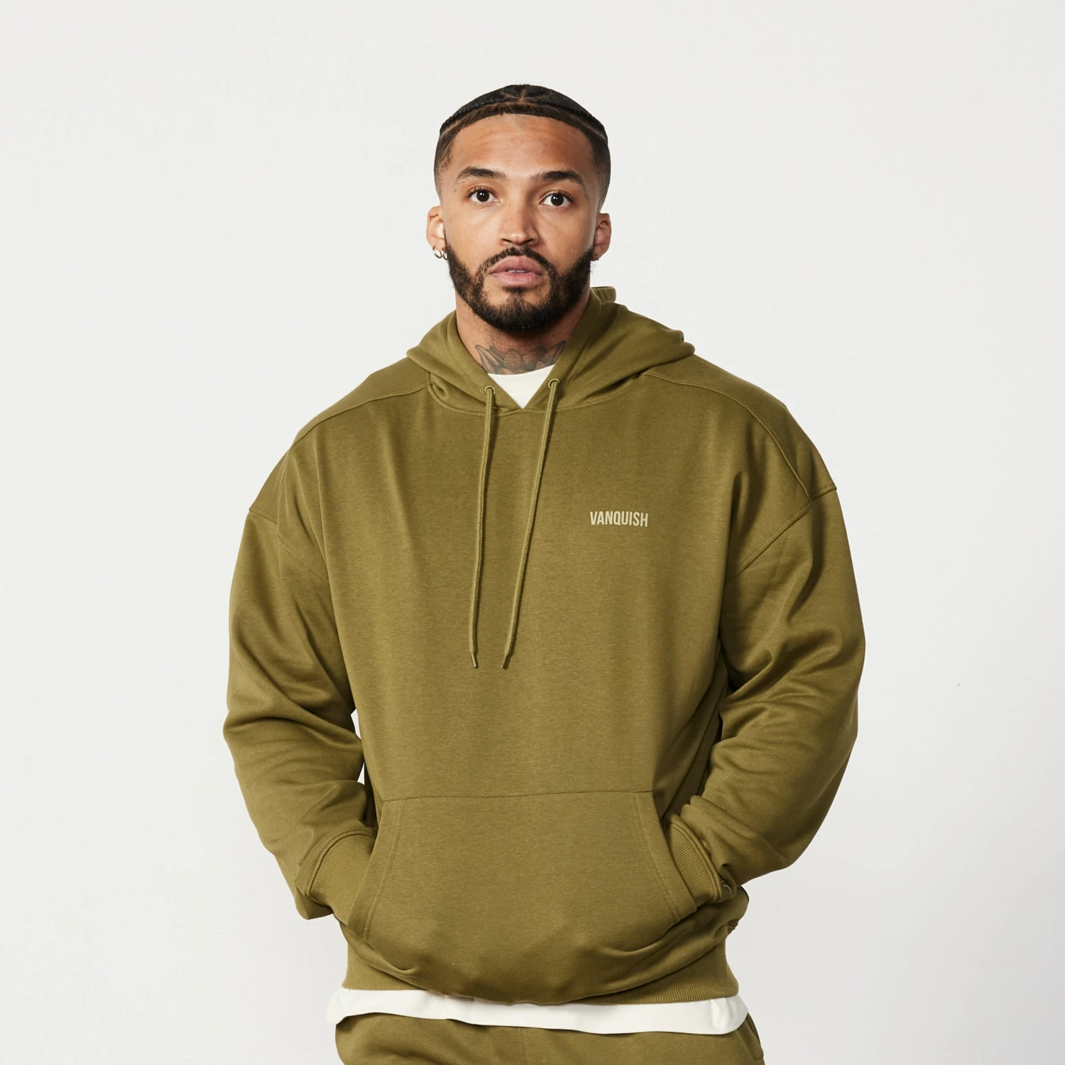 Vanquish Essential Olive Green Oversized Pullover Hoodie 3 Vanquish Essential Olive Green Oversized Pullover Hoodie