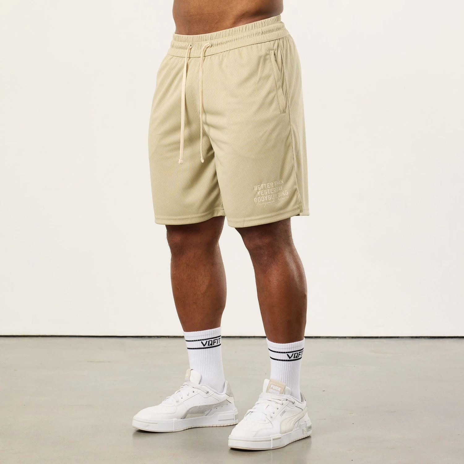 Vanquish Bodybuilding Vintage Khaki Mesh Shorts 3 Vanquish Bodybuilding Vintage Khaki Mesh Shorts