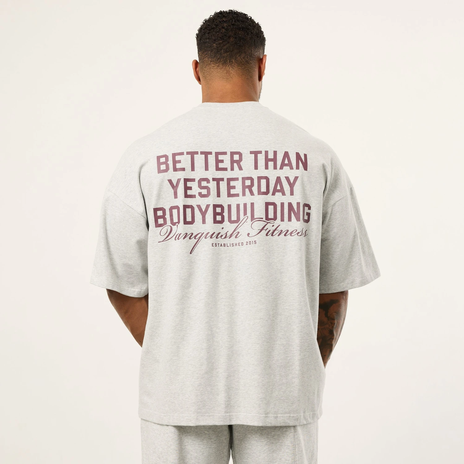 Vanquish Bodybuilding Oat Marl Boxy Oversized T Shirt 3 Vanquish Bodybuilding Oat Marl Boxy Oversized T Shirt