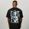Vanquish DBZ Frieza Black Distressed Print Oversized T Shirt -Vanquish Fitness FIRSTSHOT 66