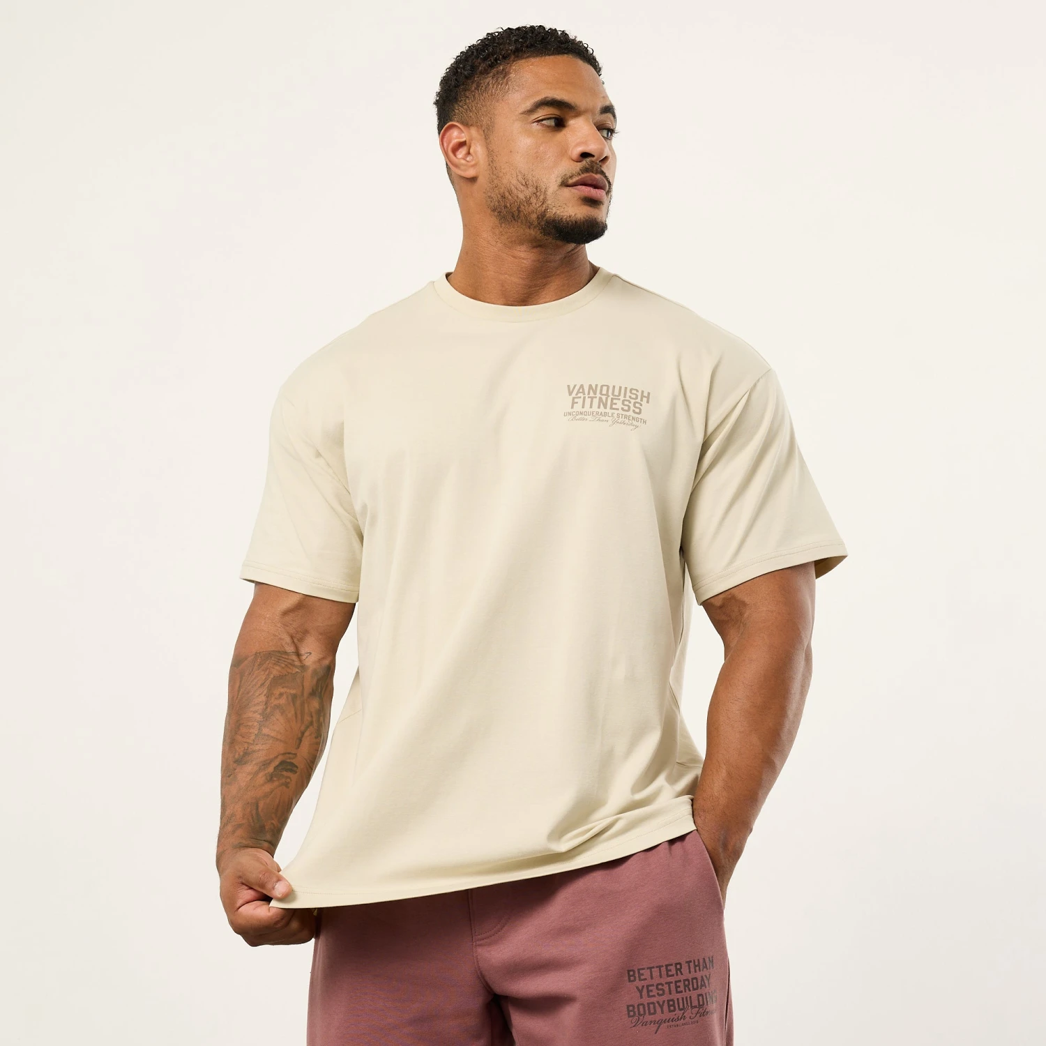 Vanquish TSP Unconquerable Strength Vintage White Oversized T Shirt 3 Vanquish TSP Unconquerable Strength Vintage White Oversized T Shirt