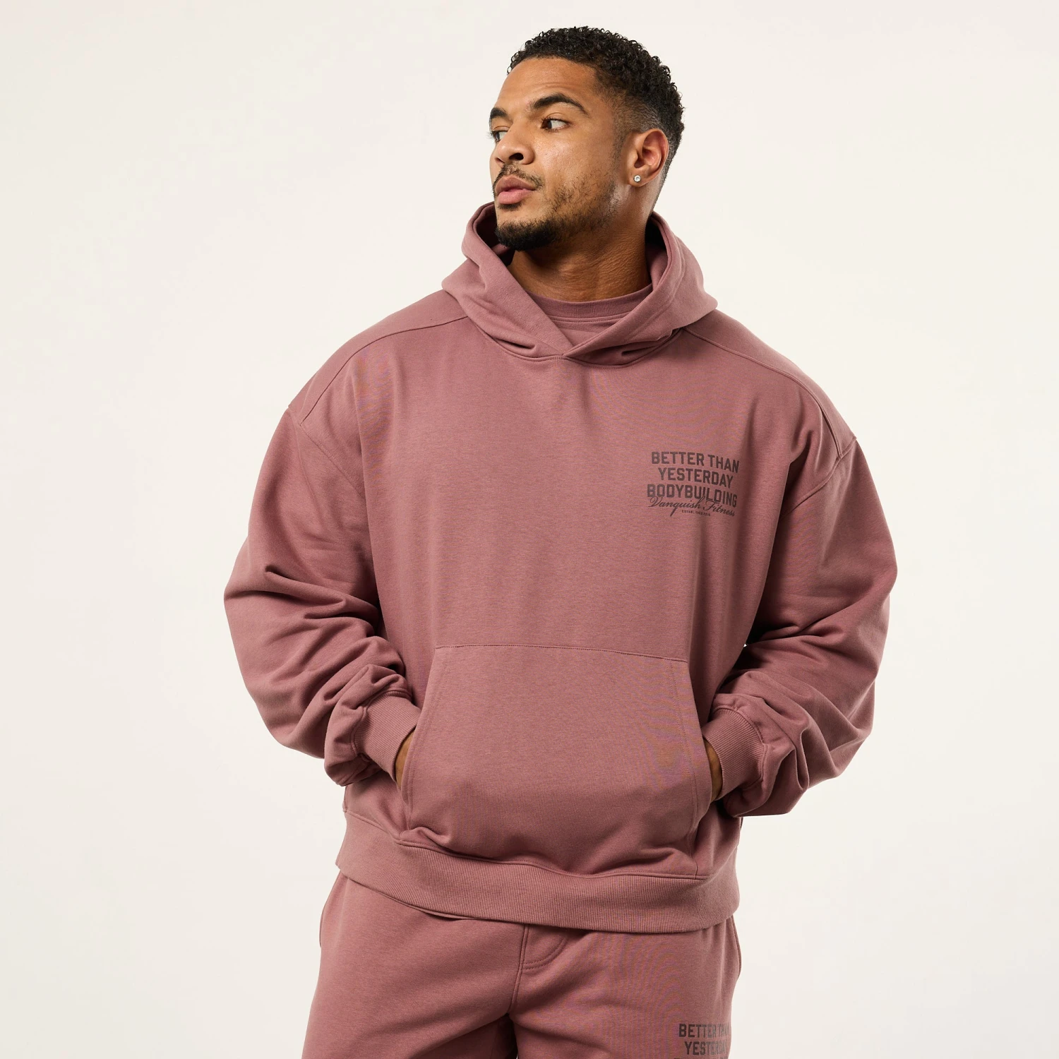 Vanquish Bodybuilding Dark Mauve Boxy Oversized Pullover Hoodie 3 Vanquish Bodybuilding Dark Mauve Boxy Oversized Pullover Hoodie