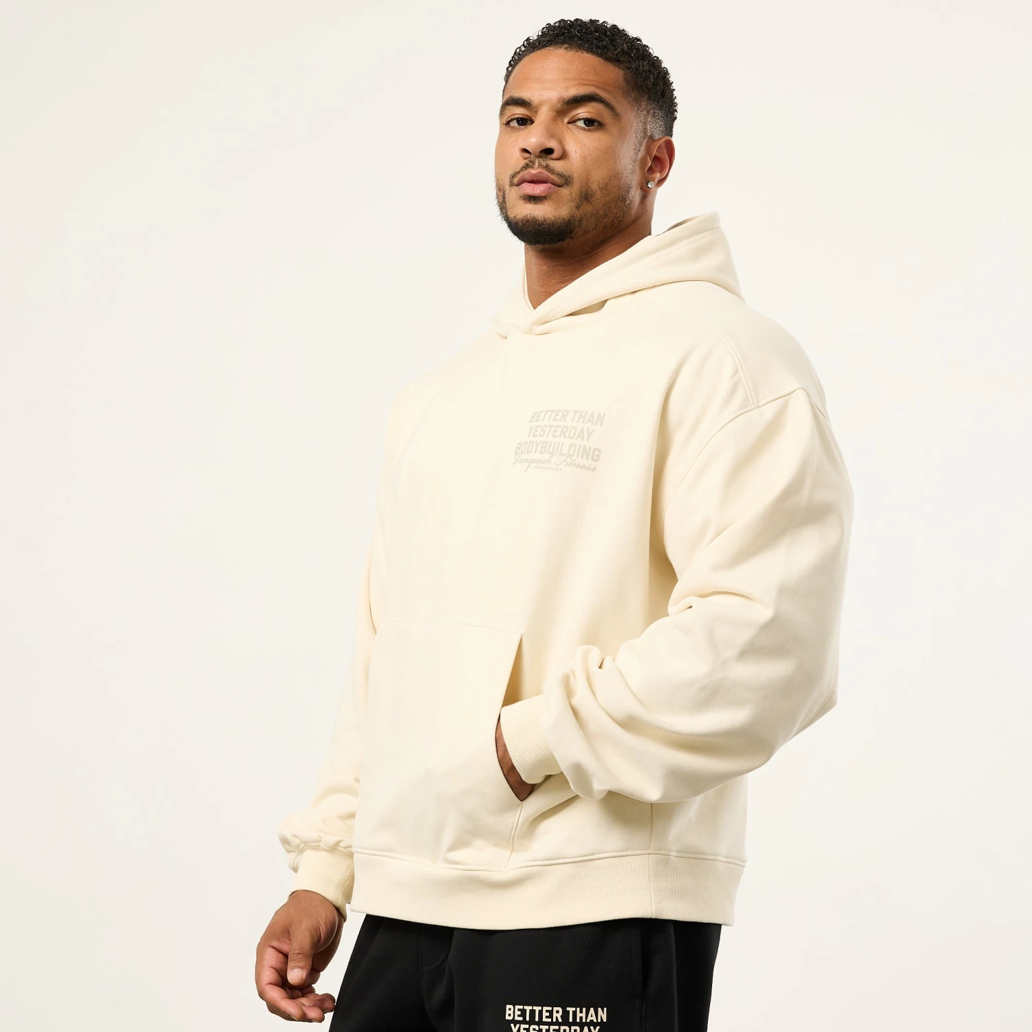 Vanquish Bodybuilding Vintage White Boxy Oversized Pullover Hoodie 3 Vanquish Bodybuilding Vintage White Boxy Oversized Pullover Hoodie