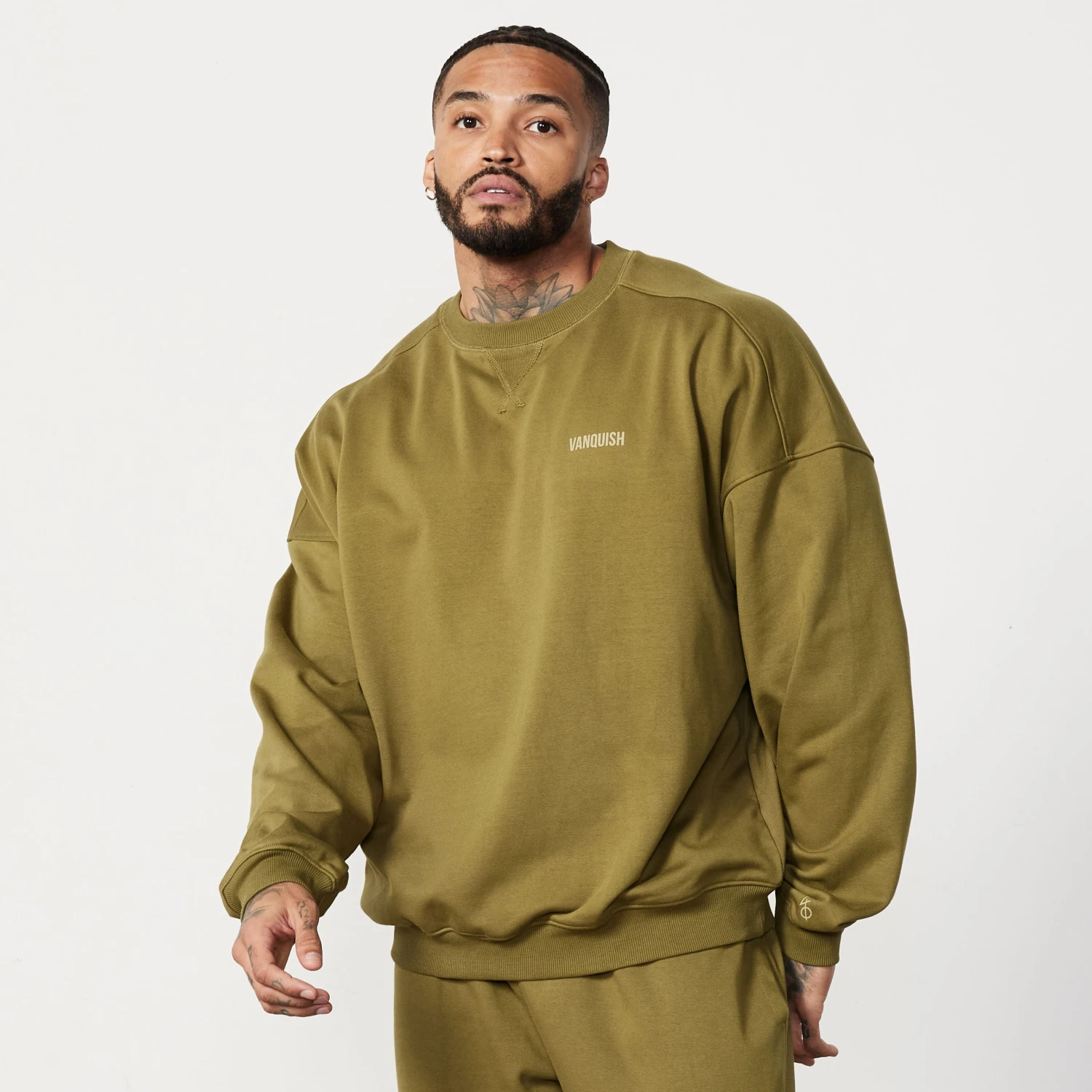 Vanquish Essential Olive Green Oversized Sweatshirt 3 Vanquish Essential Olive Green Oversized Sweatshirt