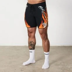 VQ Black And Orange Jeremy Buendia Men's Physique Board Shorts -Vanquish Fitness Jeremy 30