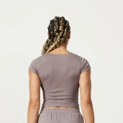 Vanquish Restore Cinder Brown Ribbed Cap Sleeve T Shirt 10 Vanquish Restore Cinder Brown Ribbed Cap Sleeve T Shirt -Vanquish Fitness LadiesSweats 118 1