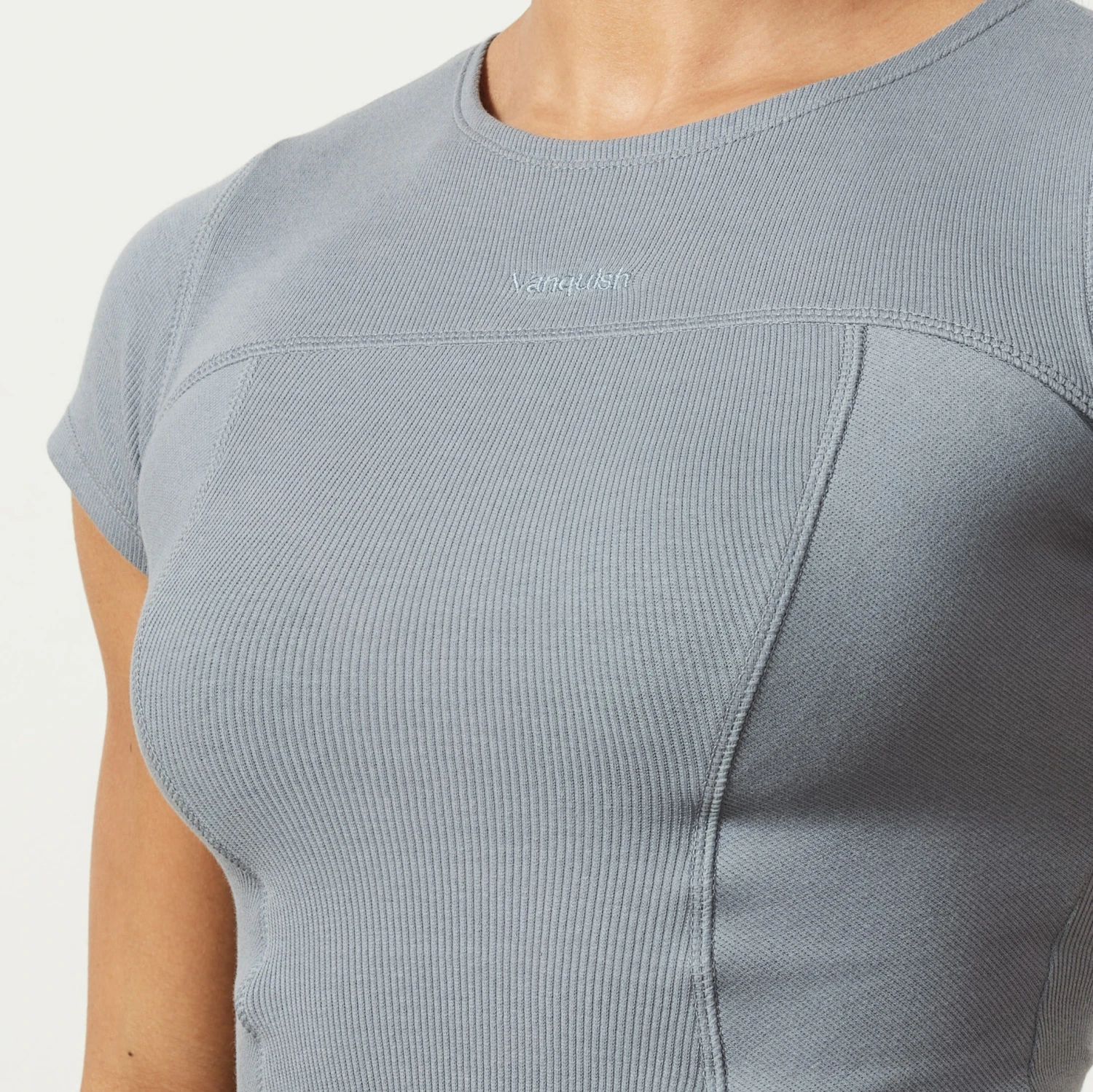 Vanquish Restore Slate Grey Ribbed Cap Sleeve T Shirt 4 Vanquish Restore Slate Grey Ribbed Cap Sleeve T Shirt - Image 2