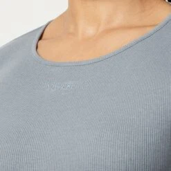 Vanquish Restore Slate Grey Long Sleeve Ribbed Bodysuit -Vanquish Fitness LadiesSweats 520