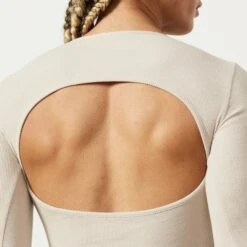 Vanquish Restore Sand Long Sleeve Ribbed Bodysuit -Vanquish Fitness LadiesSweats 678