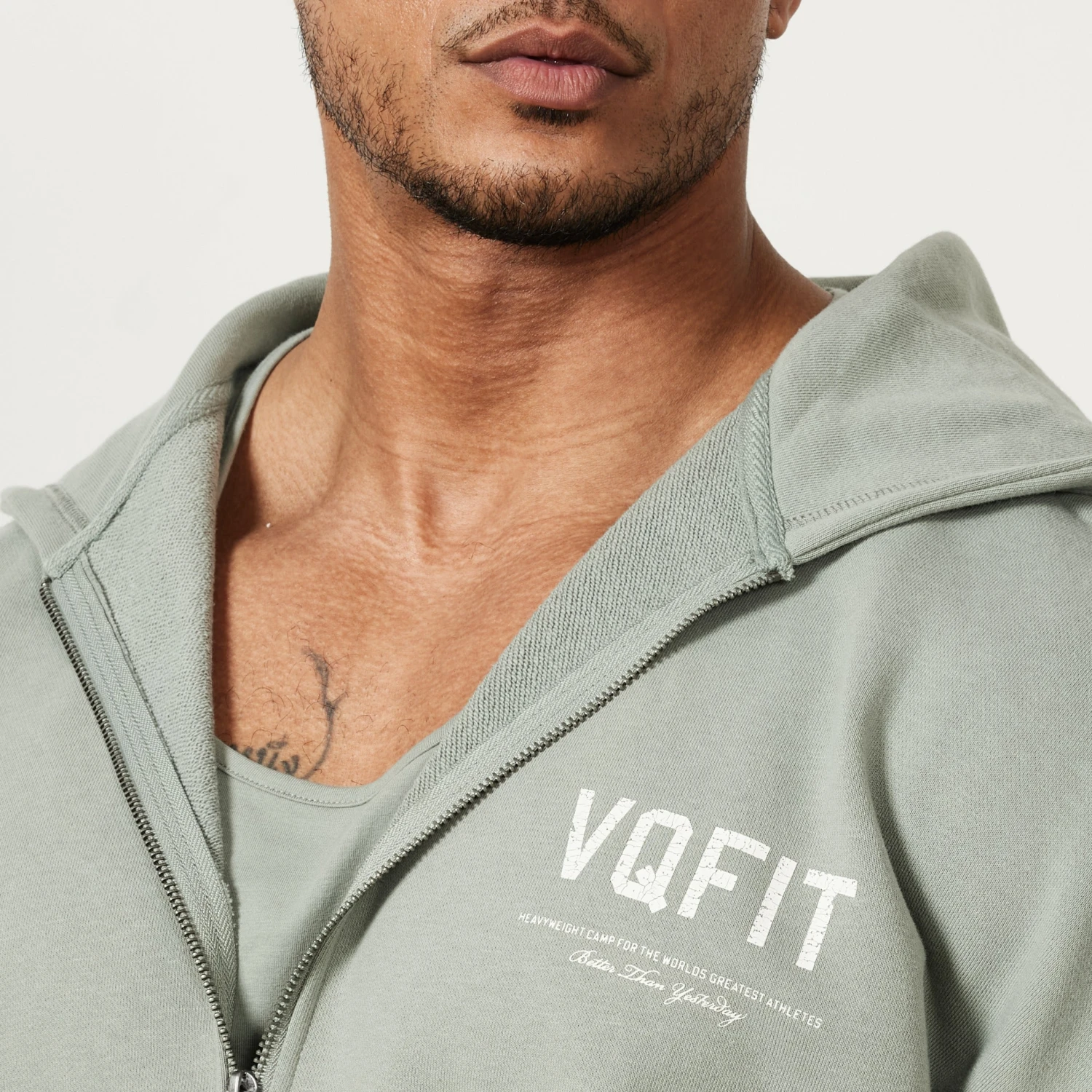 Vanquish VQFIT Distressed Print Desert Sage Full Zip Oversized Hoodie 5 Vanquish VQFIT Distressed Print Desert Sage Full Zip Oversized Hoodie - Image 3