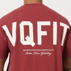 Vanquish VQFIT Distressed Print Brick Red Oversized T Shirt 11 Vanquish VQFIT Distressed Print Brick Red Oversized T Shirt -Vanquish Fitness MensCrackedPrint 1777