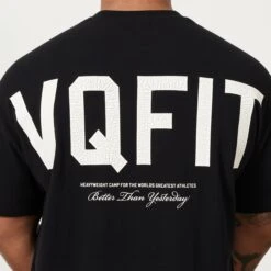 Vanquish VQFIT Distressed Print Black Oversized T Shirt -Vanquish Fitness MensCrackedPrint 1938