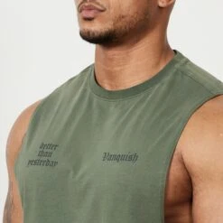 Vanquish Sun-faded Green Oversized Sleeveless T Shirt -Vanquish Fitness MensSunBleached 465