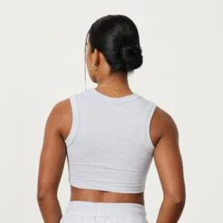 Vanquish Oat Marl Rejuvenate Cropped Tank Top -Vanquish Fitness Rejuvenate 1360