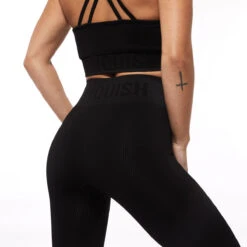 Vanquish Ribbed Black Seamless Leggings 10 Vanquish Ribbed Black Seamless Leggings -Vanquish Fitness SEAMLESSRIBBEDBLACKL 1683 0525 2