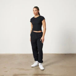 Vanquish Restore Black Ribbed Cap Sleeve T Shirt -Vanquish Fitness Untitled 1 0003 LadiesSweats 819