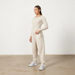 Vanquish Restore Sand Long Sleeve Ribbed Bodysuit -Vanquish Fitness Untitled 1 0006 LadiesSweats 649