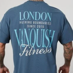 Vanquish TSP Teal Blue Pushing Boundaries Oversized T Shirt -Vanquish Fitness VQFit E commerceFeb24100045