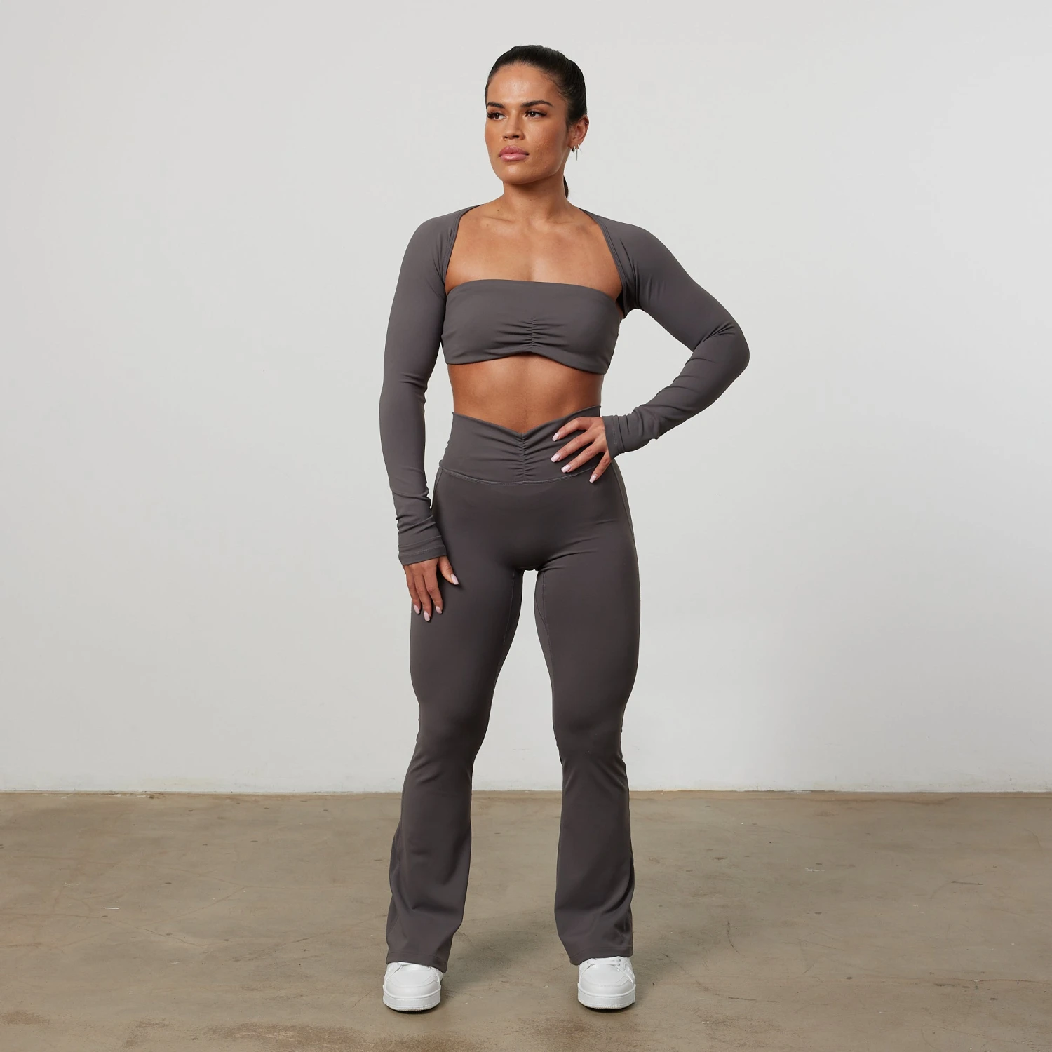 Vanquish Enhance Graphite Grey Long Sleeve Shrug 4 Vanquish Enhance Graphite Grey Long Sleeve Shrug - Image 2