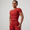 Vanquish Enhance Chilli Red Midi Ballet Back T Shirt -Vanquish Fitness VQFit E commerceFeb24100932