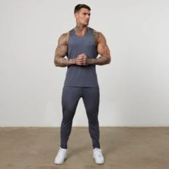 Vanquish Essential Denim Blue Performance Tank Top -Vanquish Fitness VQFit E commerceFeb2499326