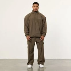 Vanquish Utility Brown Oversized Track Jacket -Vanquish Fitness VQFit MensSSE commerce5529