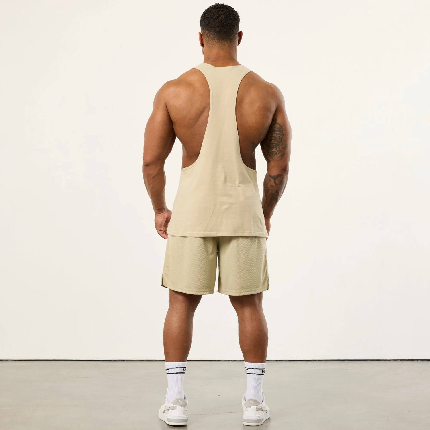 Vanquish Bodybuilding Vintage Khaki Mesh Shorts 5 Vanquish Bodybuilding Vintage Khaki Mesh Shorts - Image 3