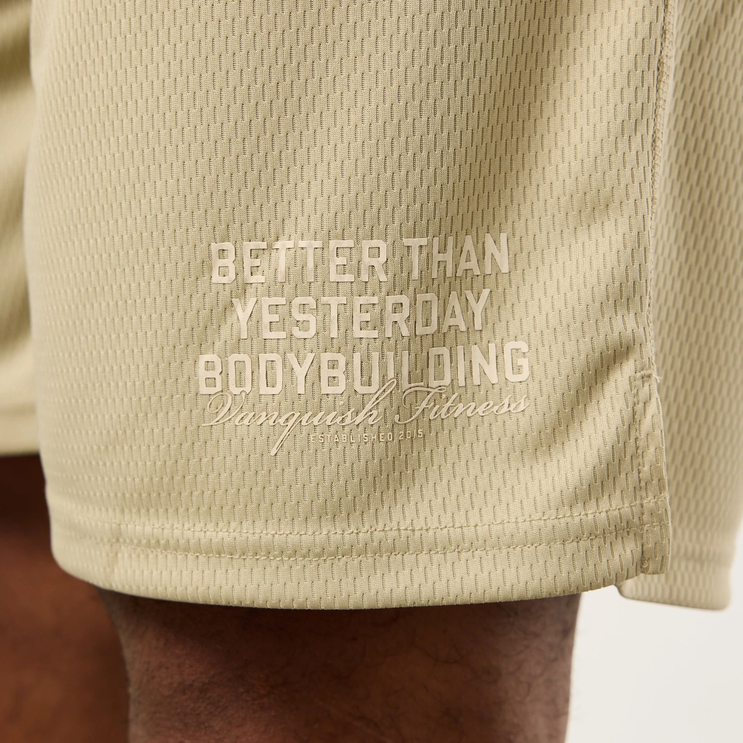 Vanquish Bodybuilding Vintage Khaki Mesh Shorts 7 Vanquish Bodybuilding Vintage Khaki Mesh Shorts - Image 5