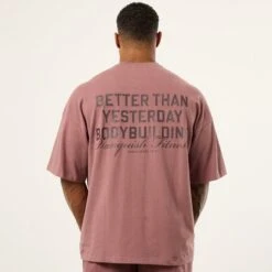 Vanquish Bodybuilding Dark Mauve Boxy Oversized T Shirt -Vanquish Fitness VQFit MensSSE commerce6404