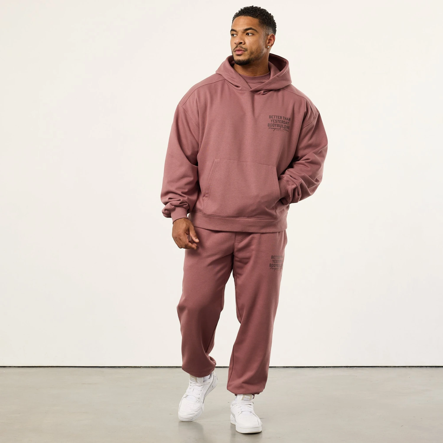 Vanquish Bodybuilding Dark Mauve Boxy Oversized Pullover Hoodie 4 Vanquish Bodybuilding Dark Mauve Boxy Oversized Pullover Hoodie - Image 2