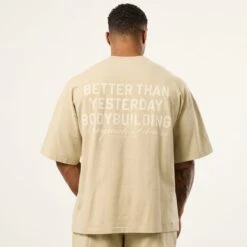 Vanquish Bodybuilding Vintage Khaki Boxy Oversized T Shirt -Vanquish Fitness VQFit MensSSE commerce6502