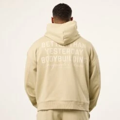 Vanquish Bodybuilding Vintage Khaki Boxy Oversized Pullover Hoodie -Vanquish Fitness VQFit MensSSE commerce6545