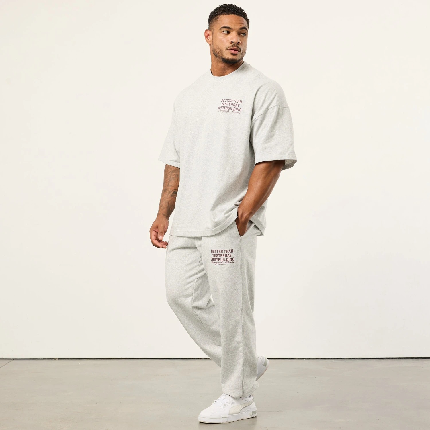 Vanquish Bodybuilding Oat Marl Boxy Oversized T Shirt 4 Vanquish Bodybuilding Oat Marl Boxy Oversized T Shirt - Image 2