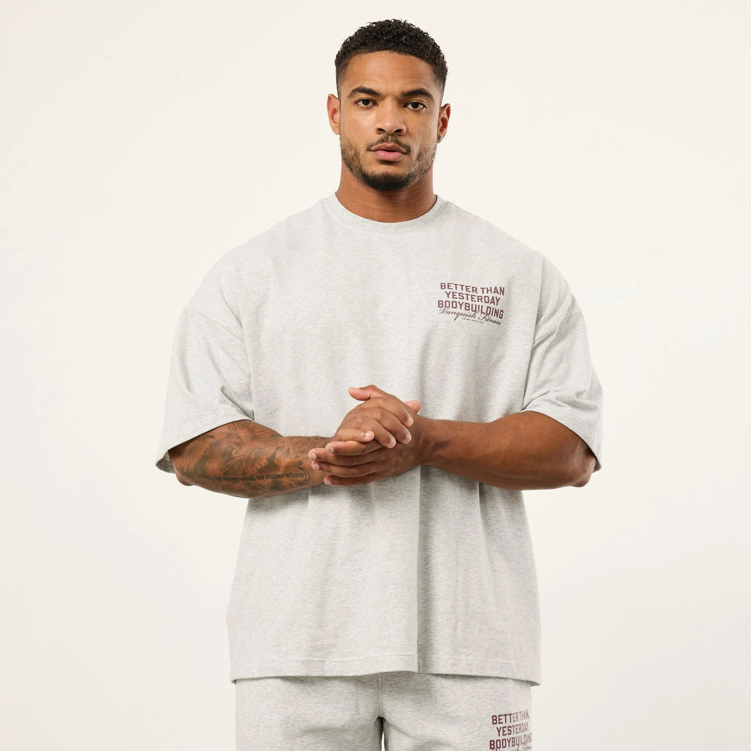 Vanquish Bodybuilding Oat Marl Boxy Oversized T Shirt 6 Vanquish Bodybuilding Oat Marl Boxy Oversized T Shirt - Image 4