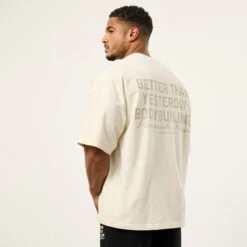 Vanquish Bodybuilding Vintage White Boxy Oversized T Shirt -Vanquish Fitness VQFit MensSSE commerce6769