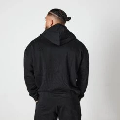 Vanquish Essential Black Oversized Full Zip Hoodie -Vanquish Fitness VQ BlackFriday23 6866